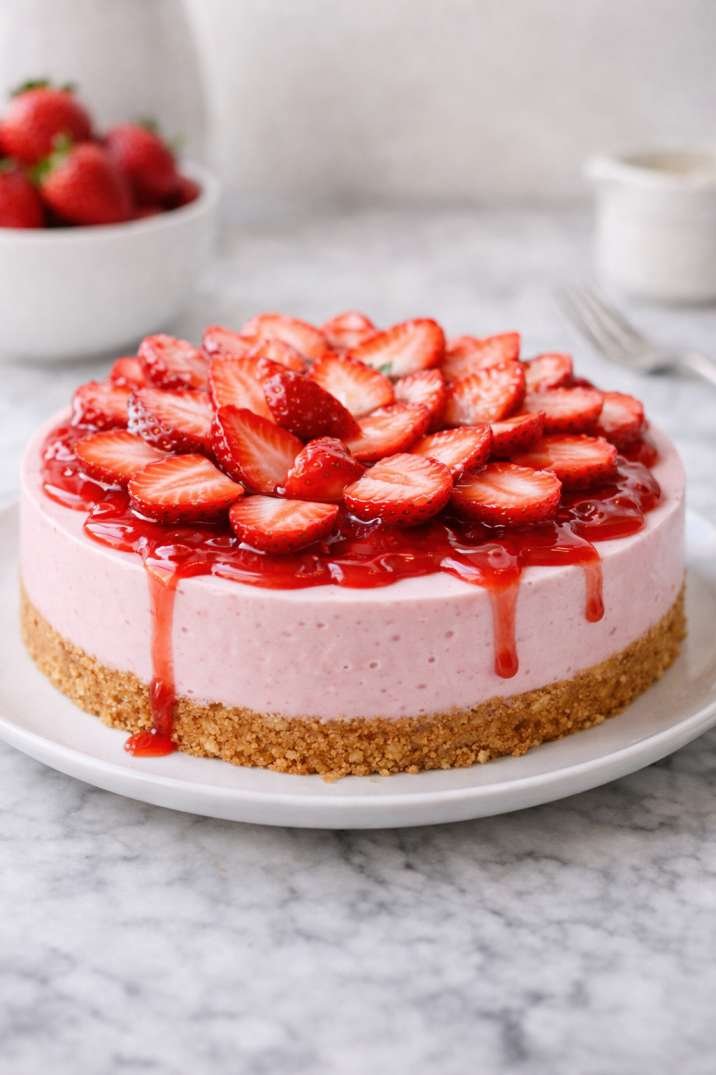 Strawberry No-Bake Cheesecake 