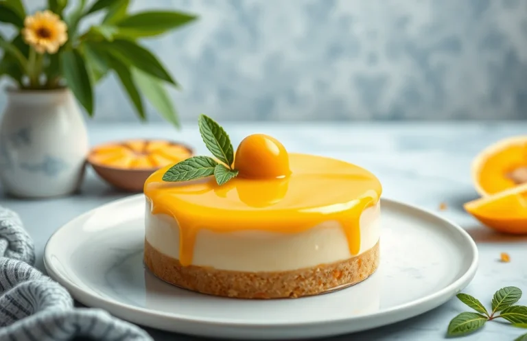 Tropical Mirror Glaze with Mango Puree for Perfect Cheesecake Topping