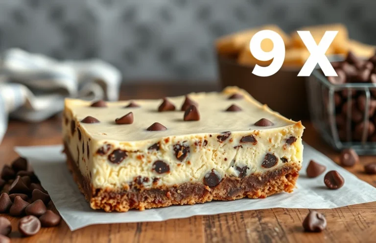 Decadent 9×13 Chocolate Chip Cheesecake Bars: Easy Recipe