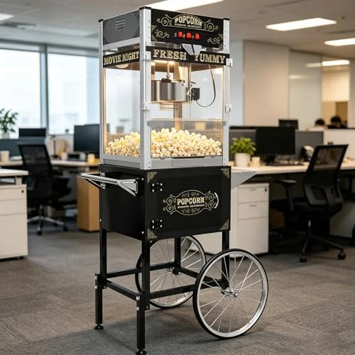 commercial popcorn machine with cart