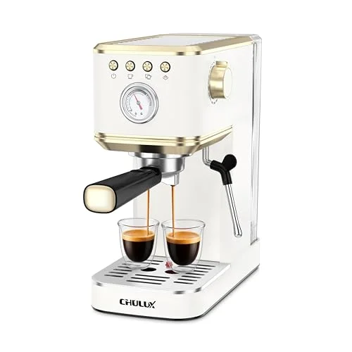 white and gold espresso machine